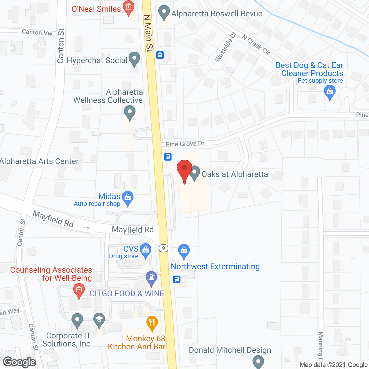 Map of the neighborhood around Oaks at Alpharetta