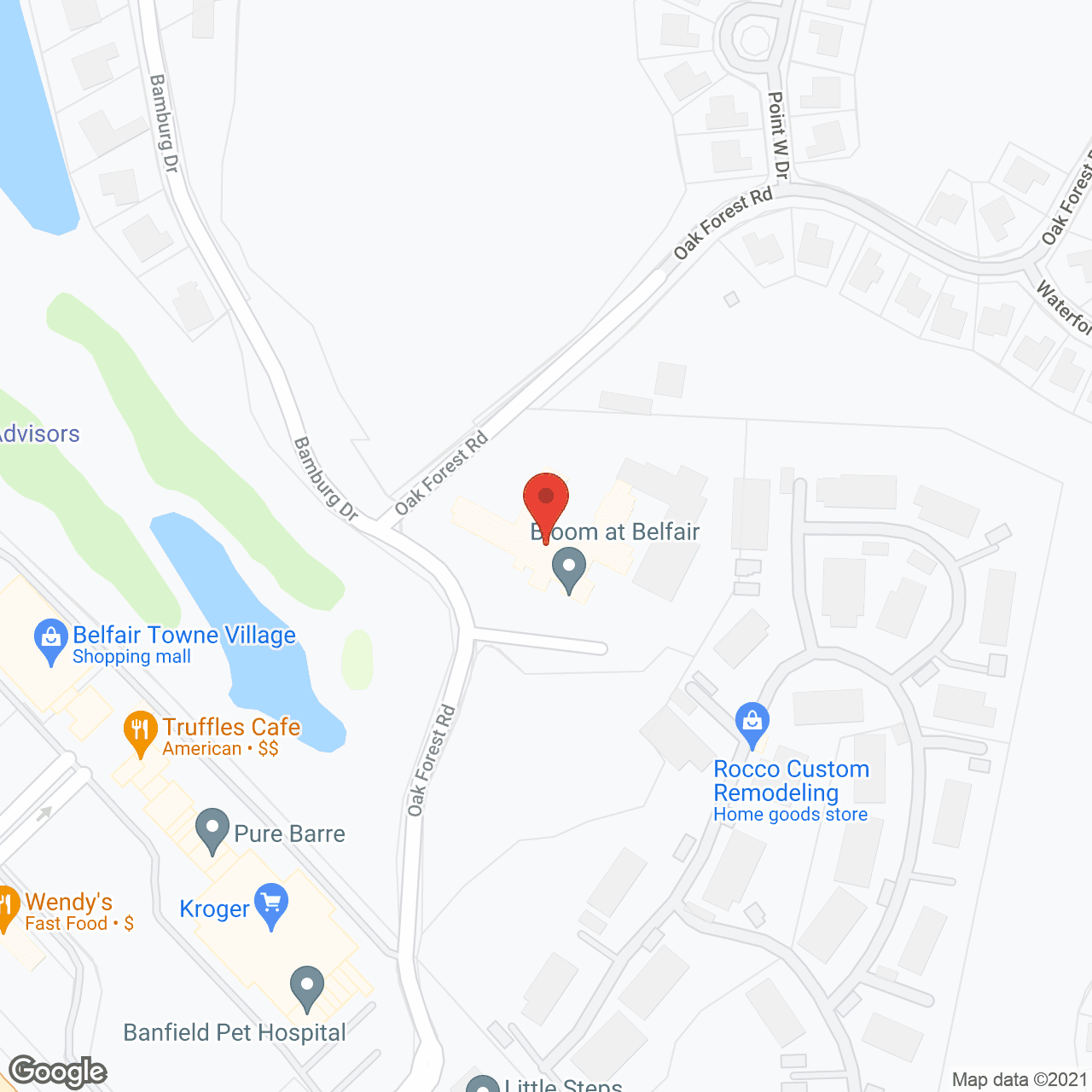 Map of the neighborhood around Bloom at Belfair