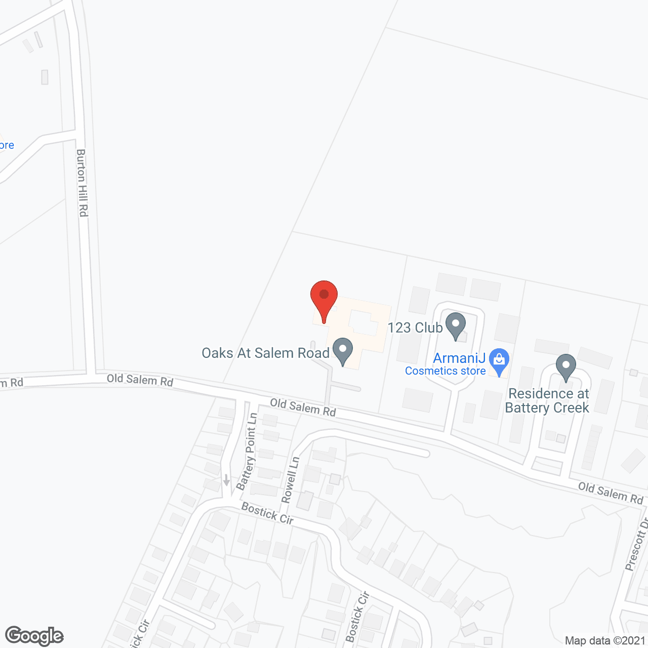 Map of the neighborhood around Oaks at Salem Road