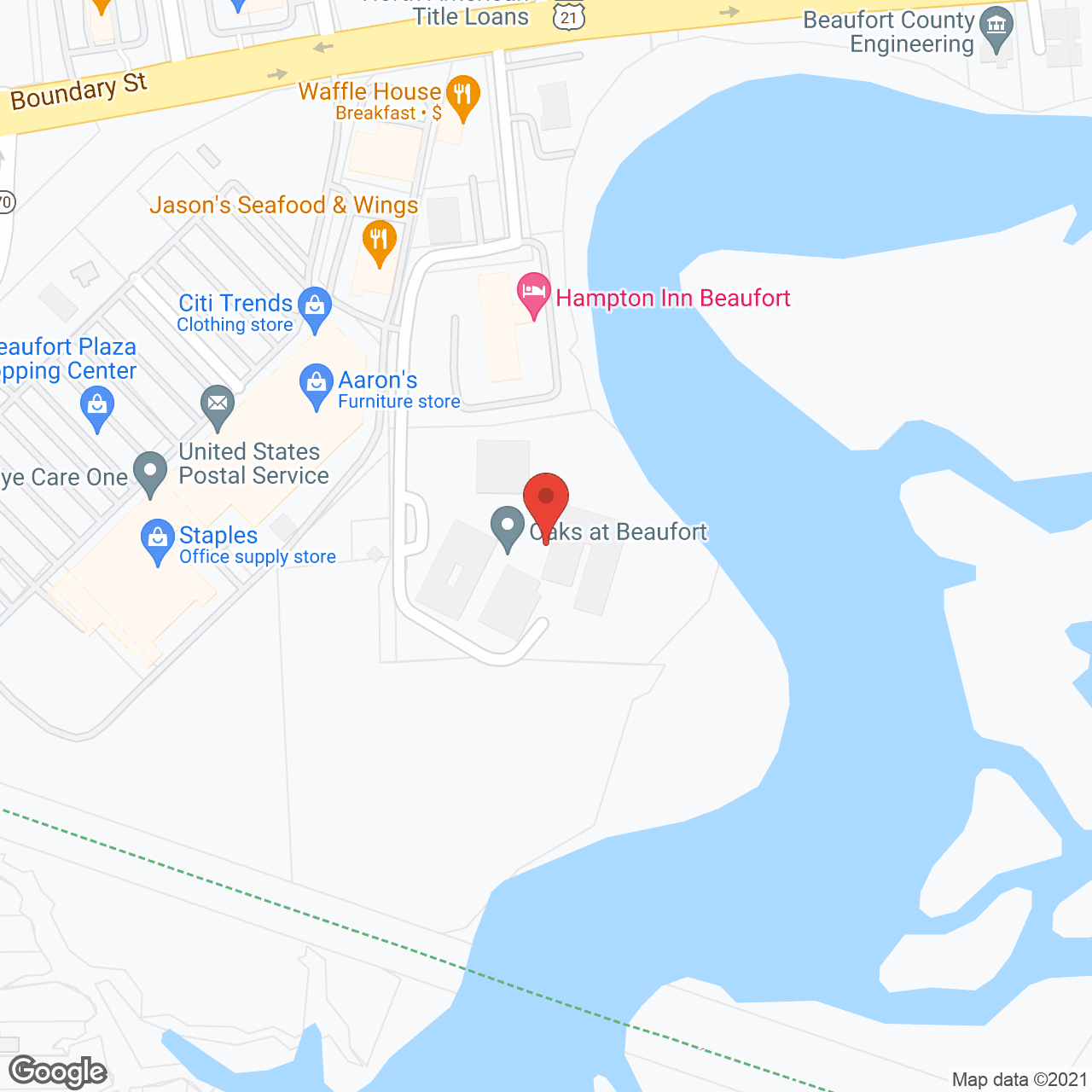 Map of the neighborhood around Oaks at Beaufort