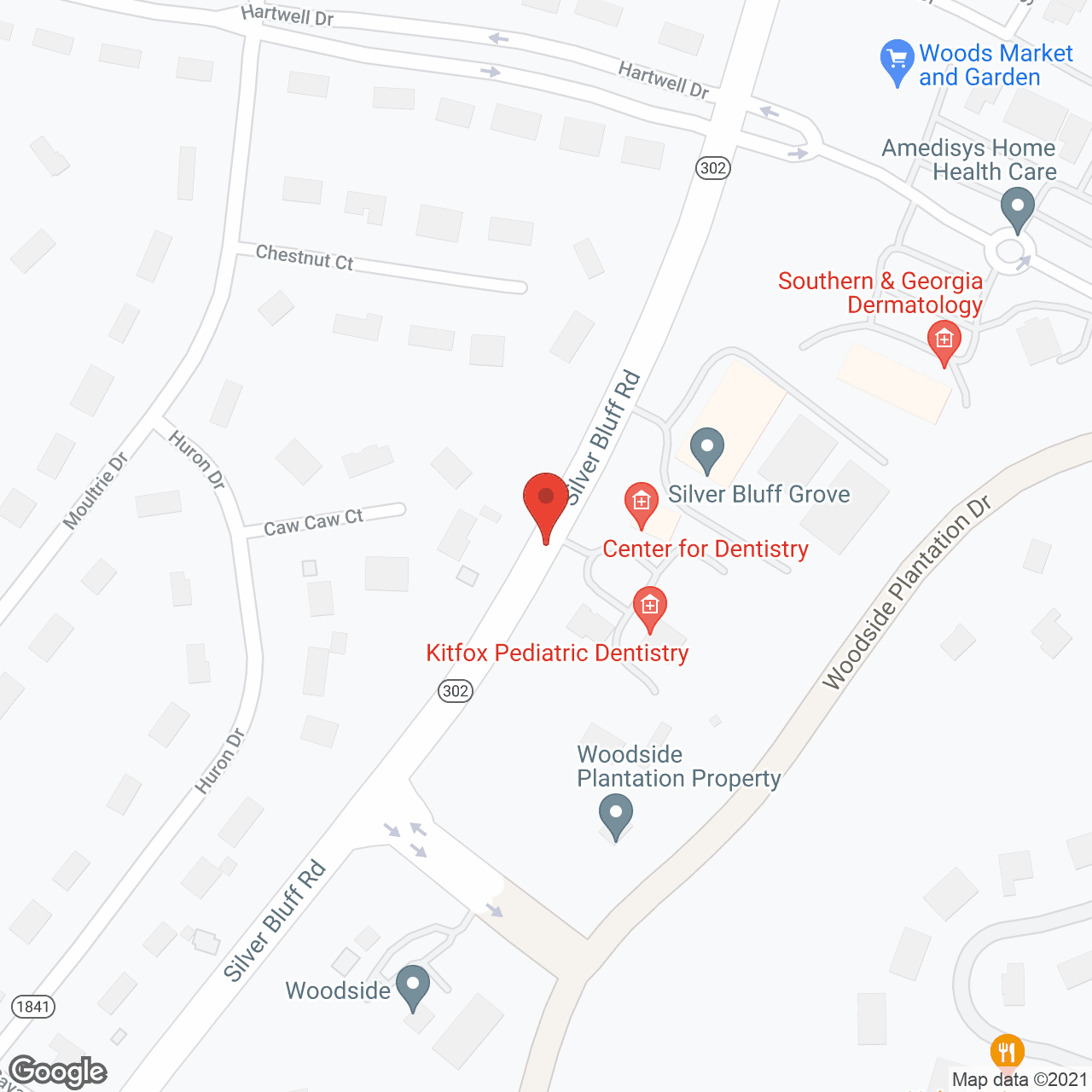 Map of the neighborhood around Silver Bluff Grove Senior Living