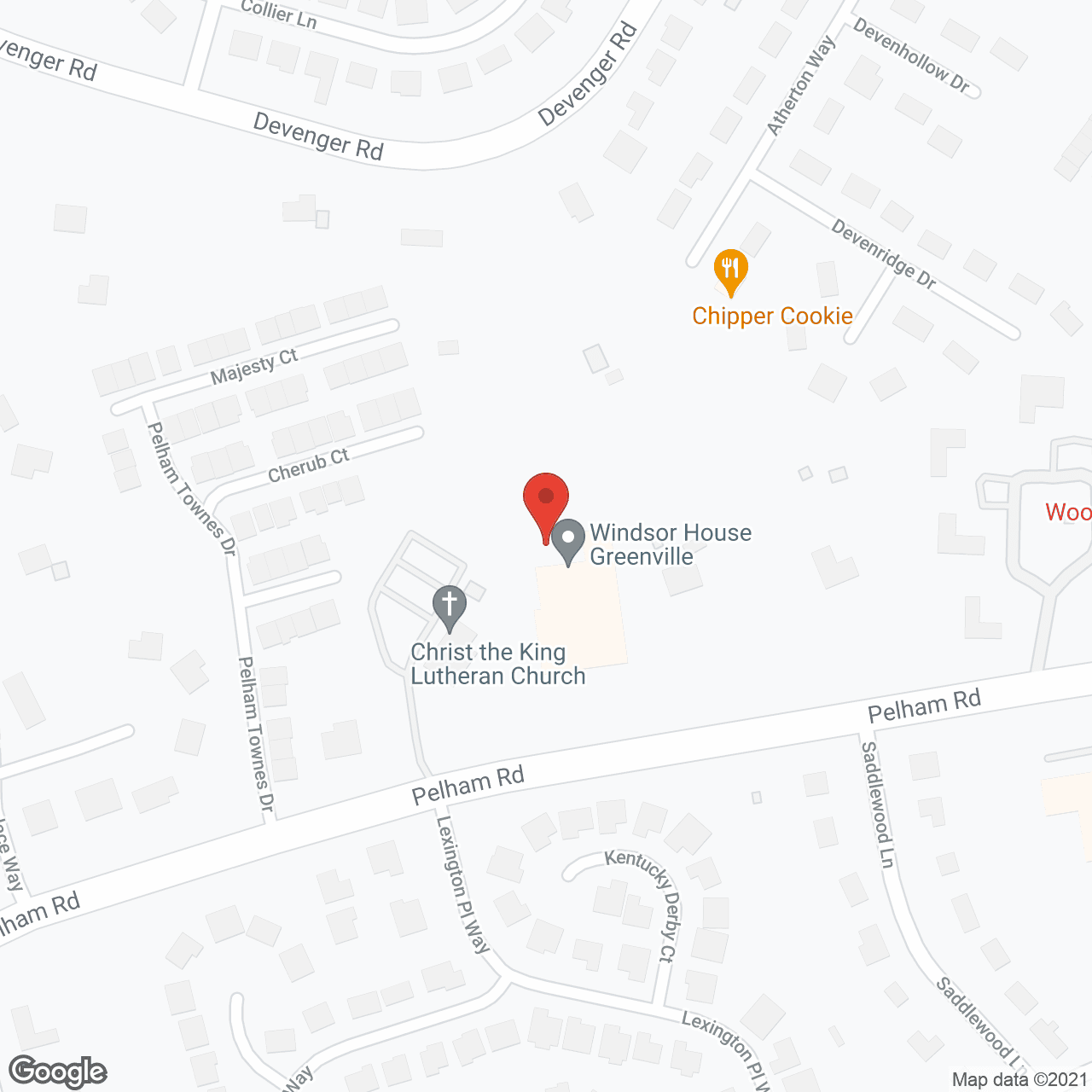 Map of the neighborhood around Windsor House Greenville