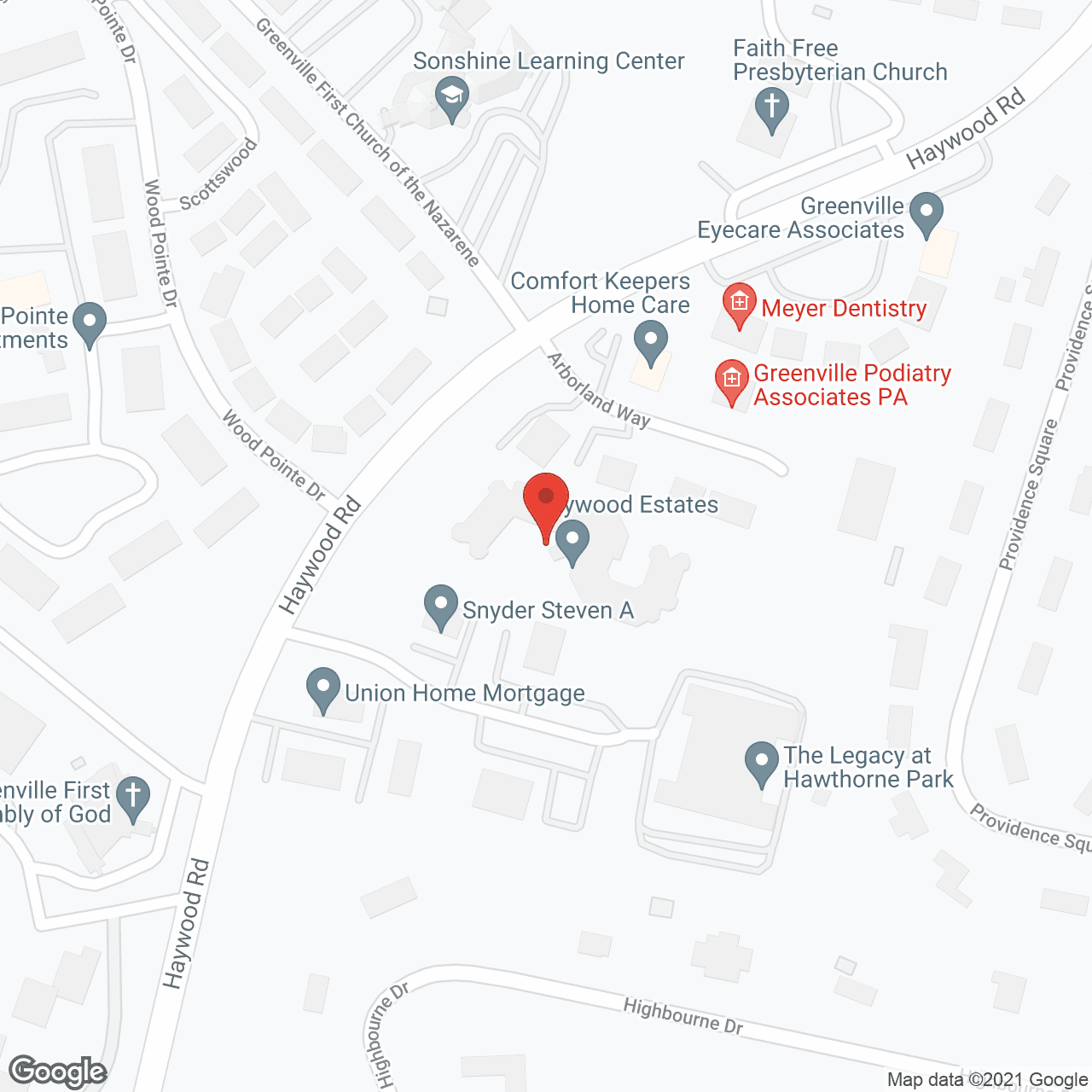 Map of the neighborhood around Holiday Haywood Estates