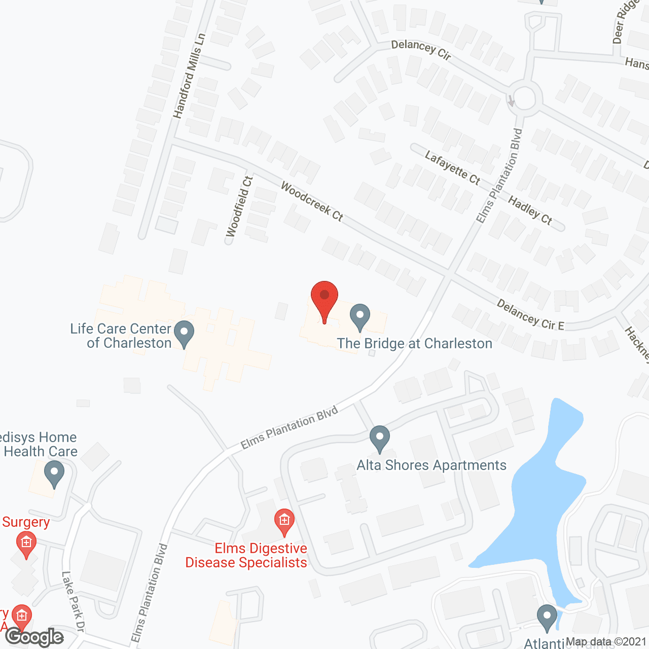 Map of the neighborhood around The Bridge at Charleston