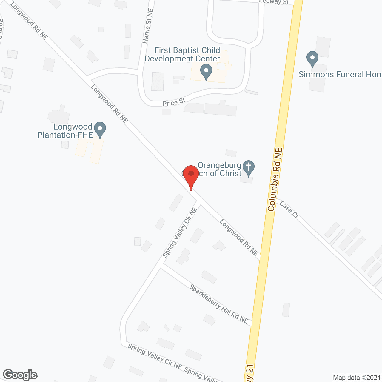 Map of the neighborhood around Longwood Plantation