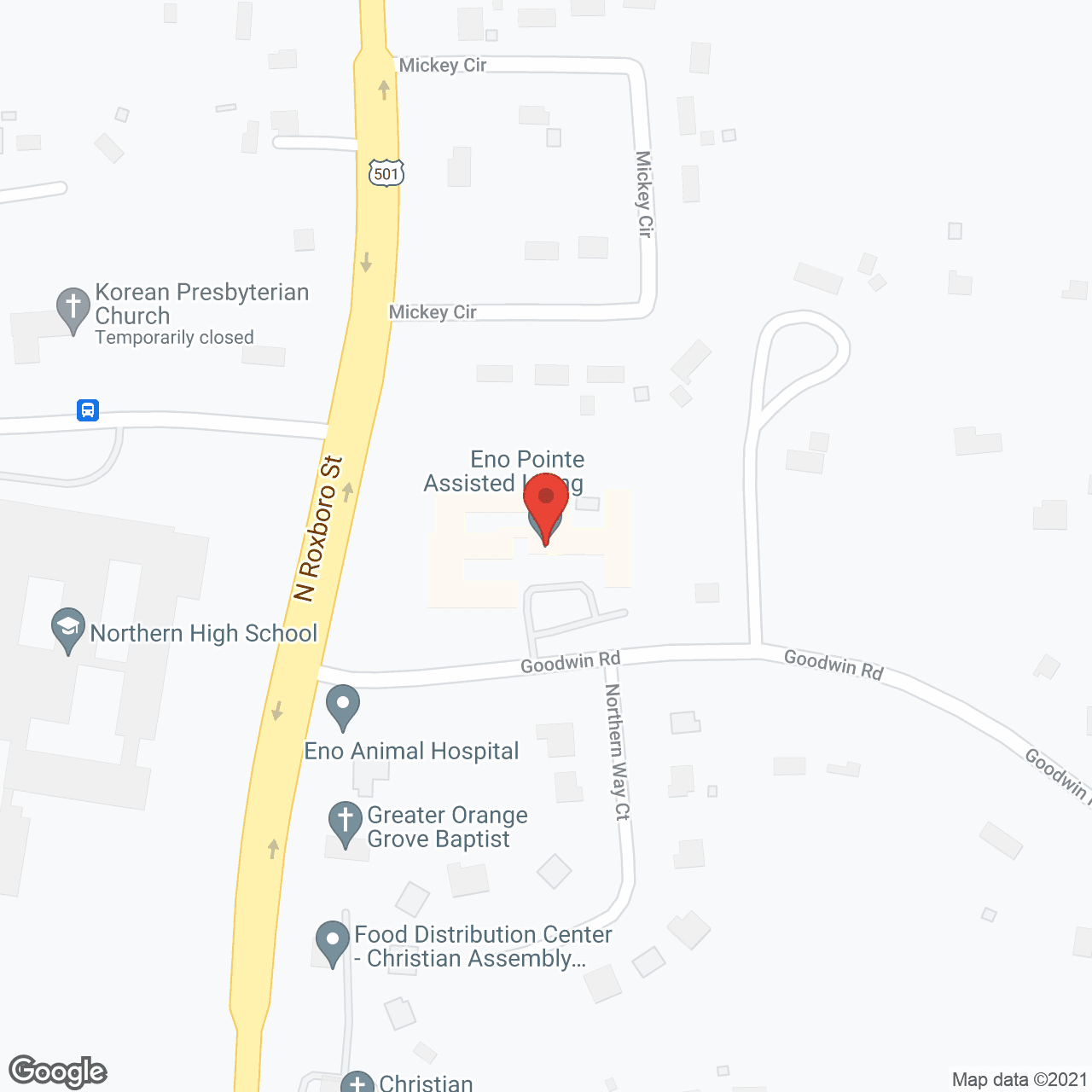 Map of the neighborhood around Eno Pointe Assisted Living