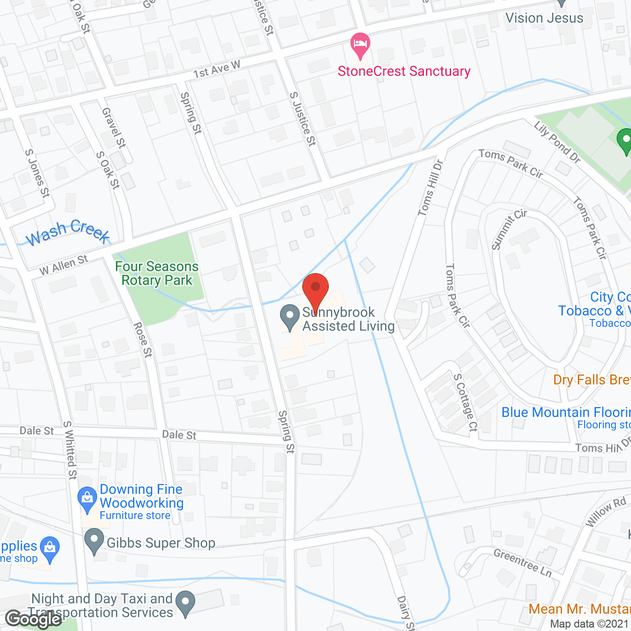 Map of the neighborhood around Sunnybrook Assisted Living