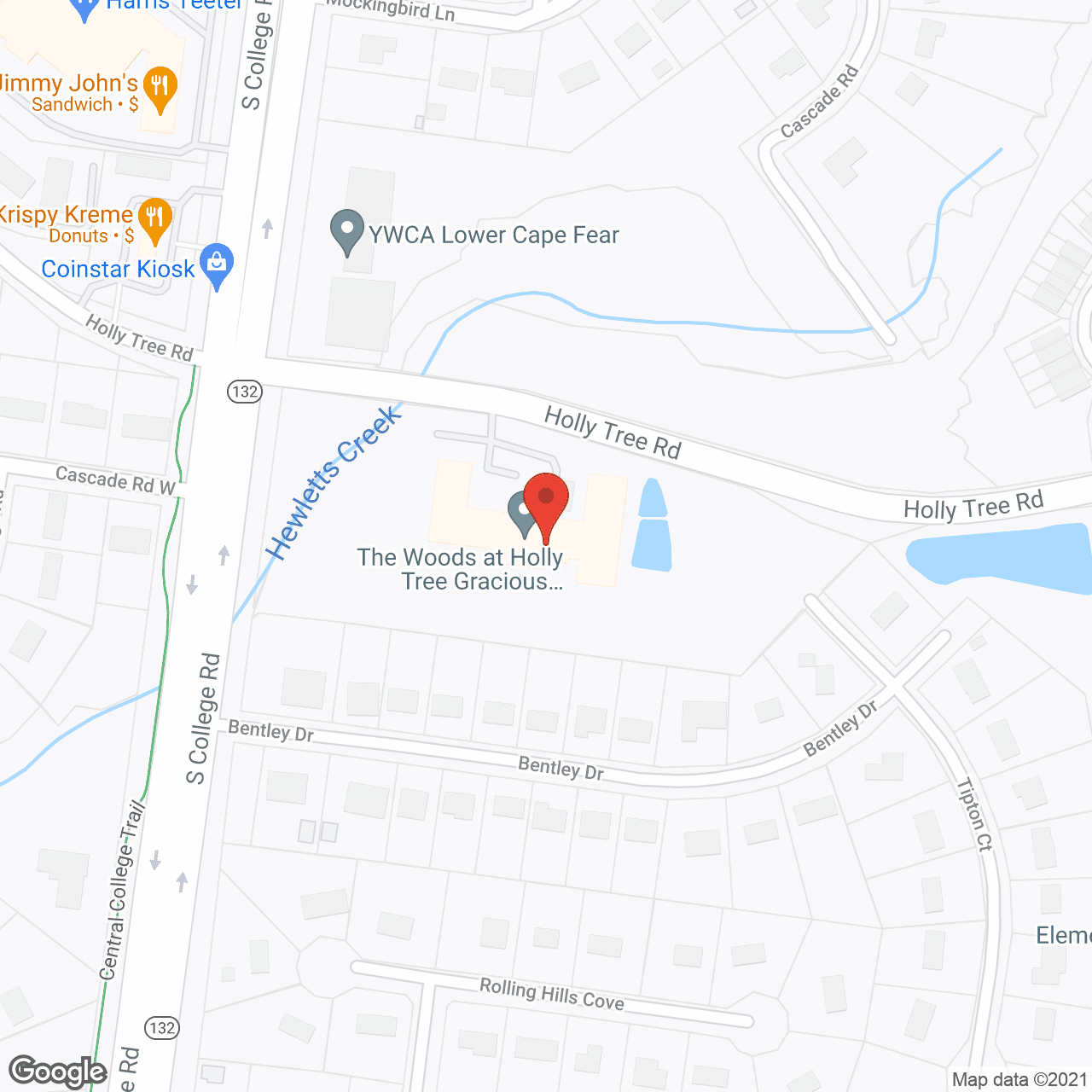 Map of the neighborhood around The Woods at Holly Tree