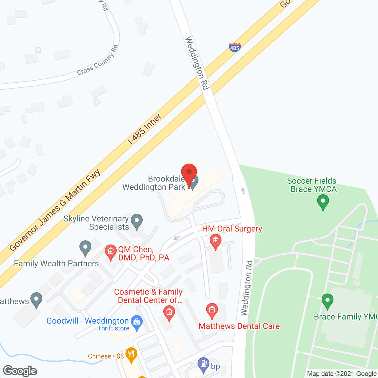 Map of the neighborhood around Brookdale Weddington Park
