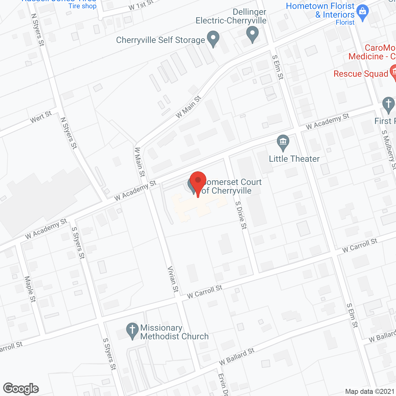 Map of the neighborhood around Somerset Court of Cherryville