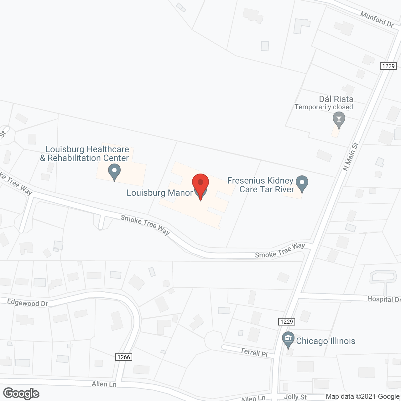 Map of the neighborhood around Louisburg Manor