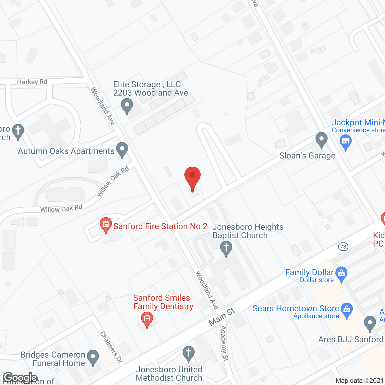 Map of the neighborhood around Leak's Adult Family Care
