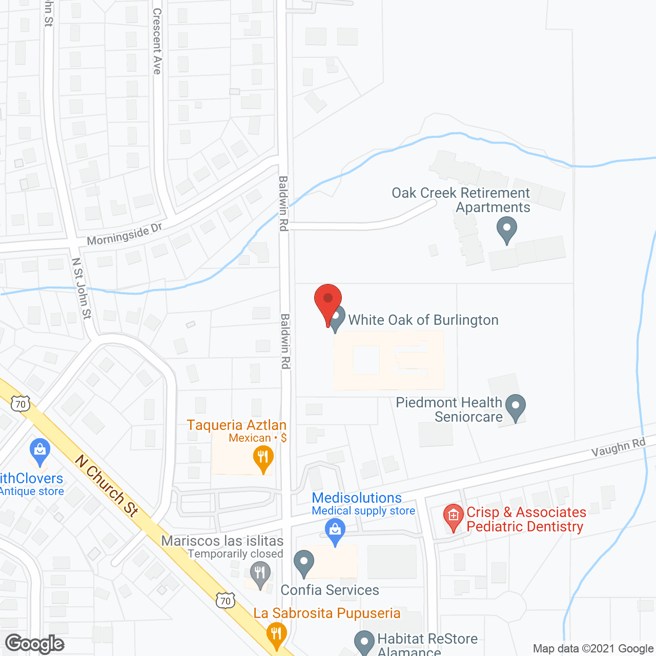 Map of the neighborhood around Oak Creek
