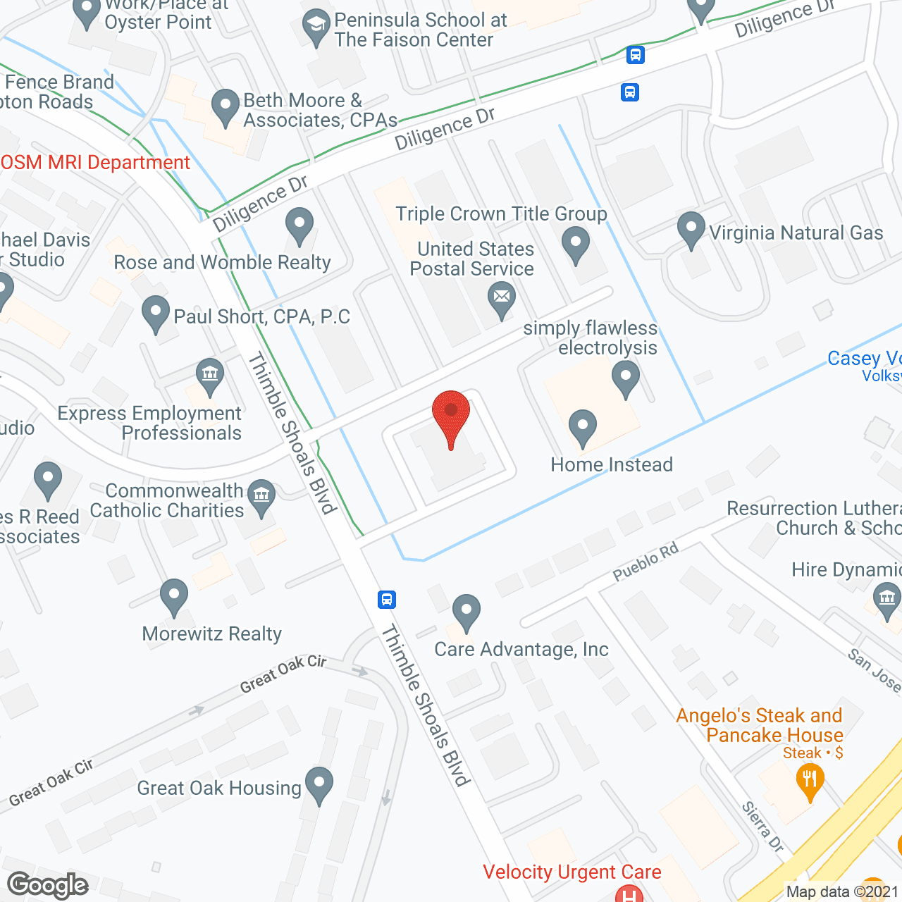 Map of the neighborhood around Regent of Newport News