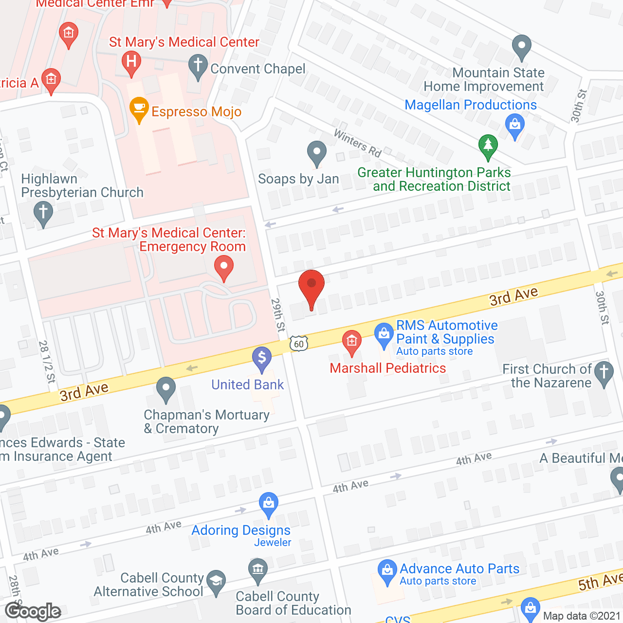 Map of the neighborhood around Halls Assisted Living