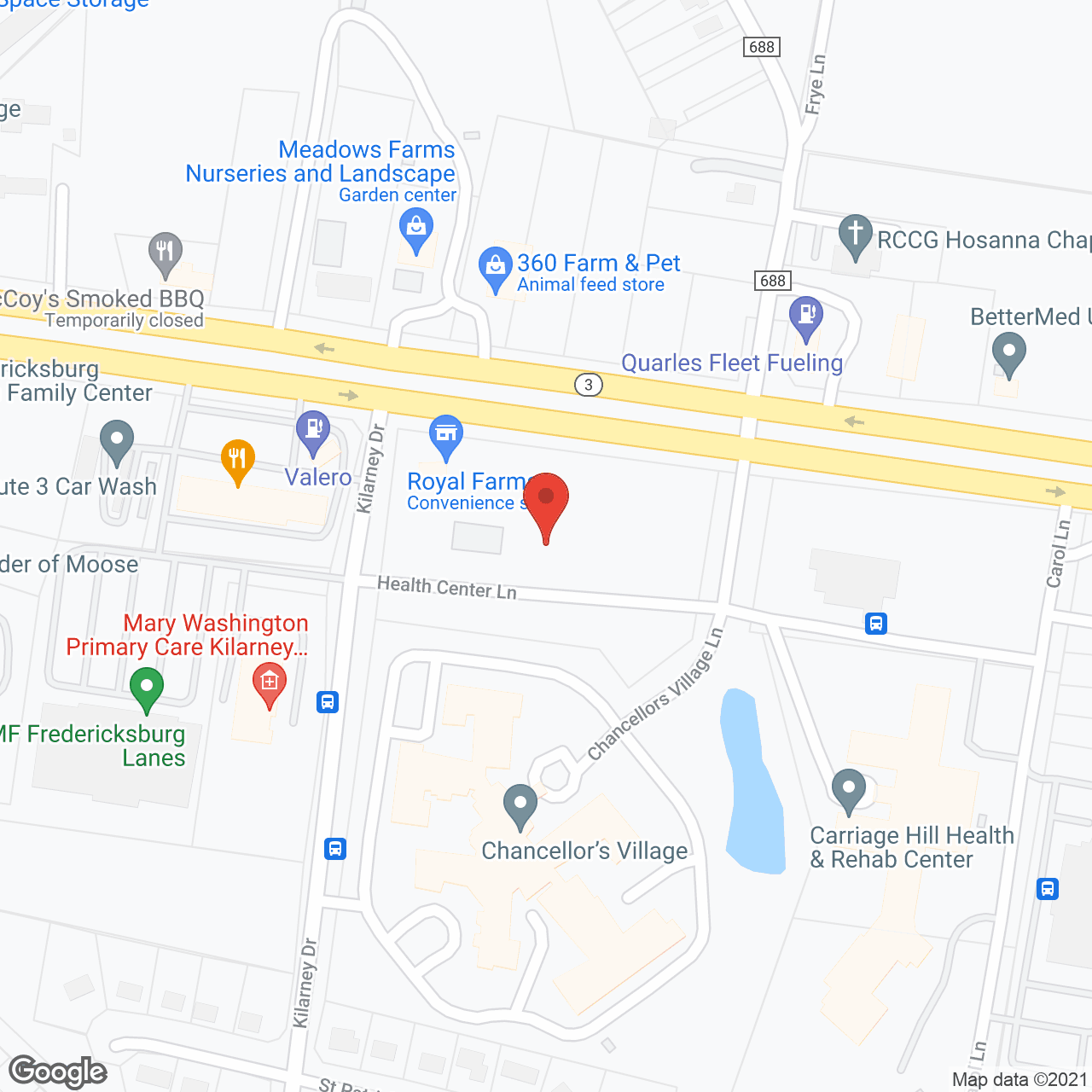 Map of the neighborhood around Chancellor's Village
