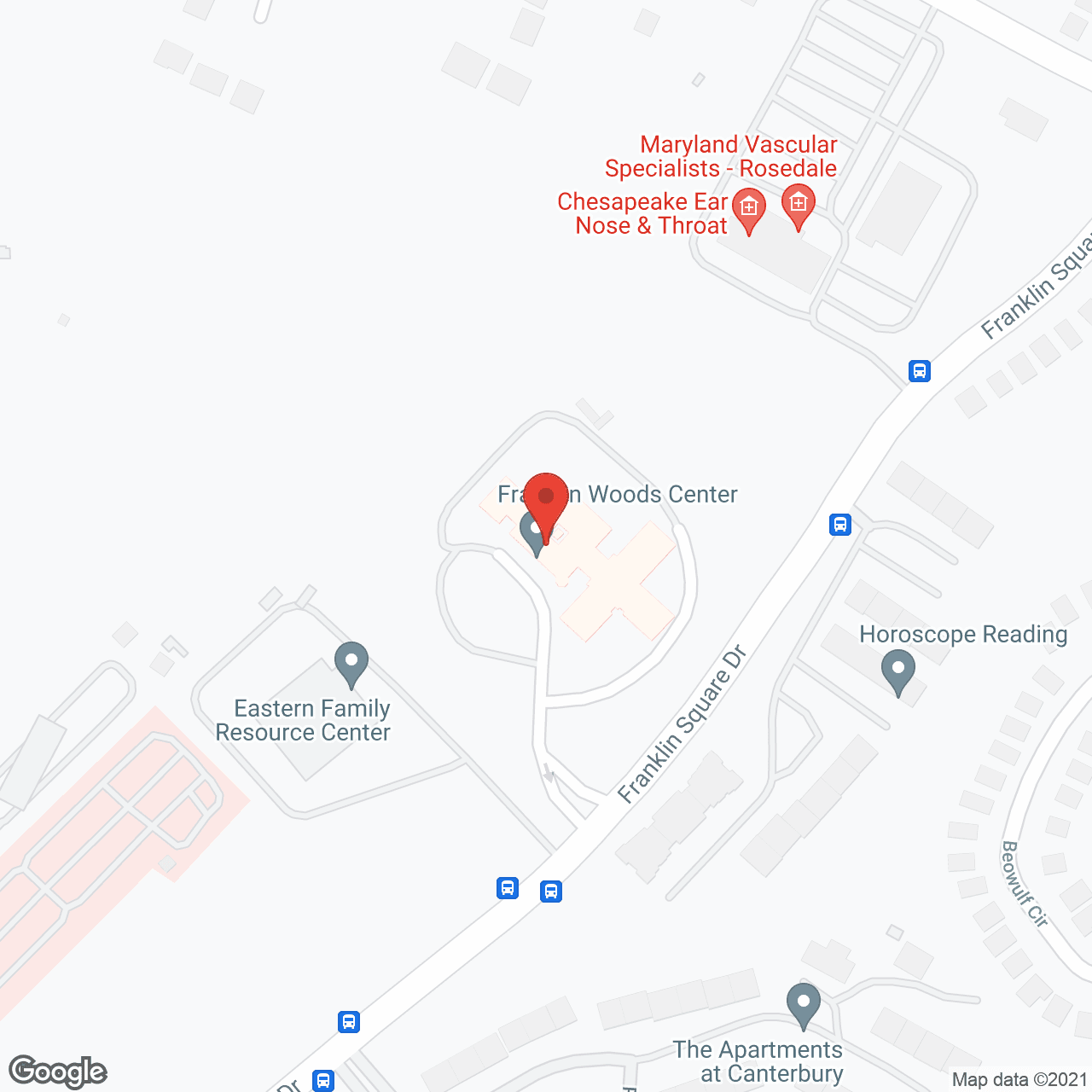 Map of the neighborhood around Franklin Woods Center