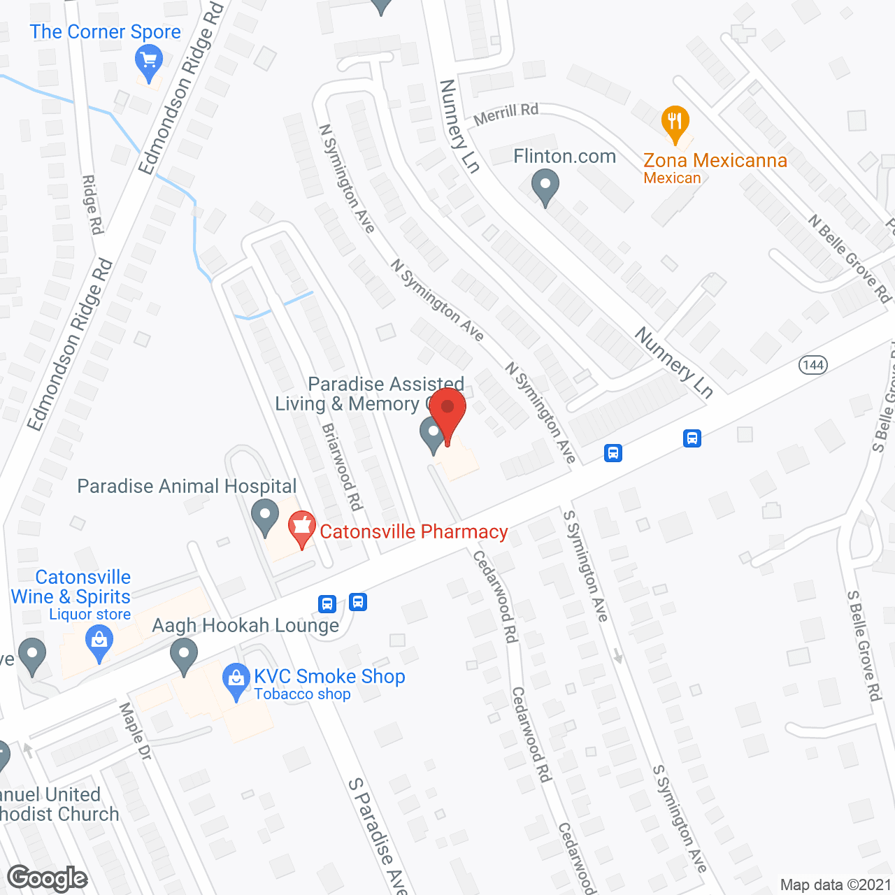 Map of the neighborhood around Paradise Assisted Living