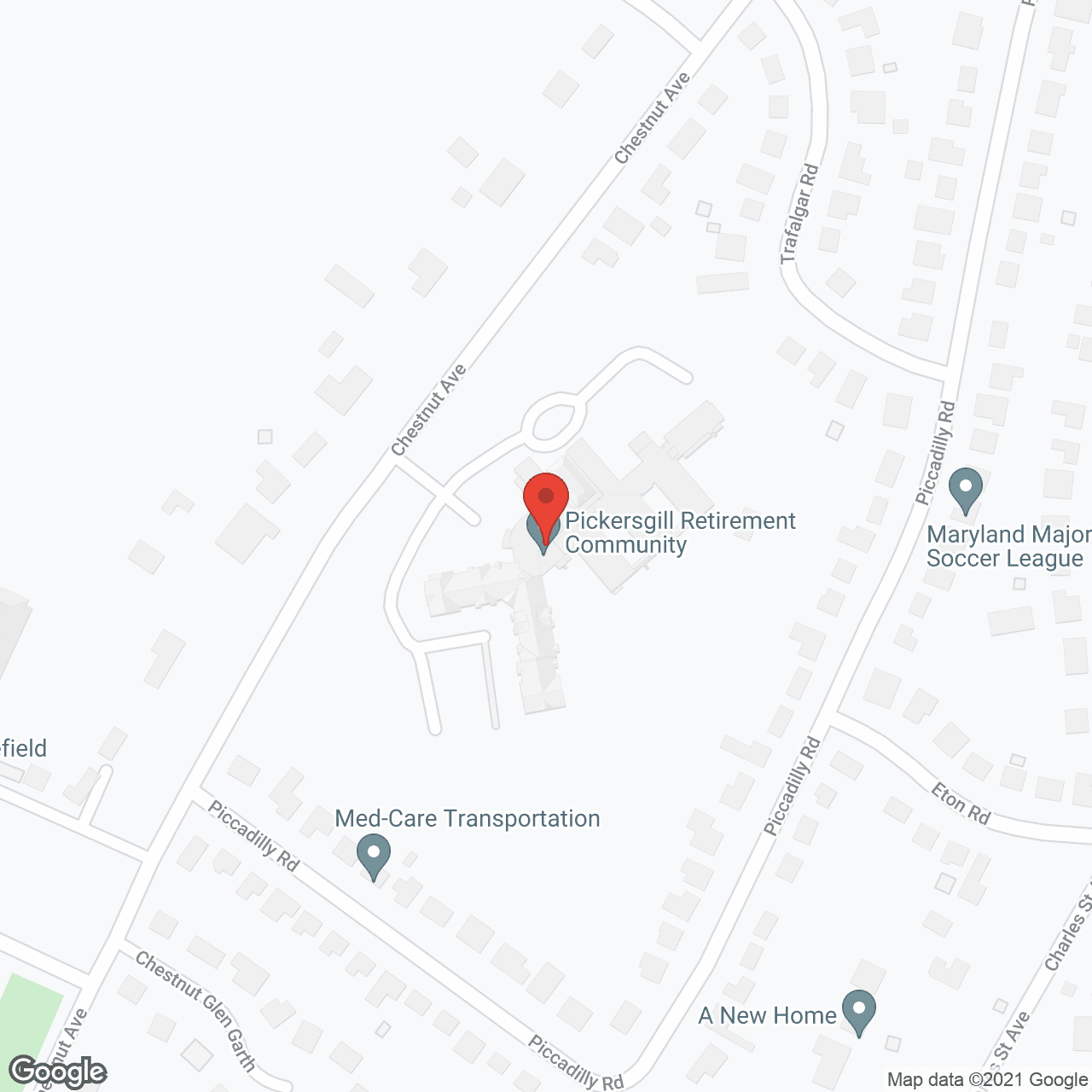 Map of the neighborhood around Pickersgill Retirement Community