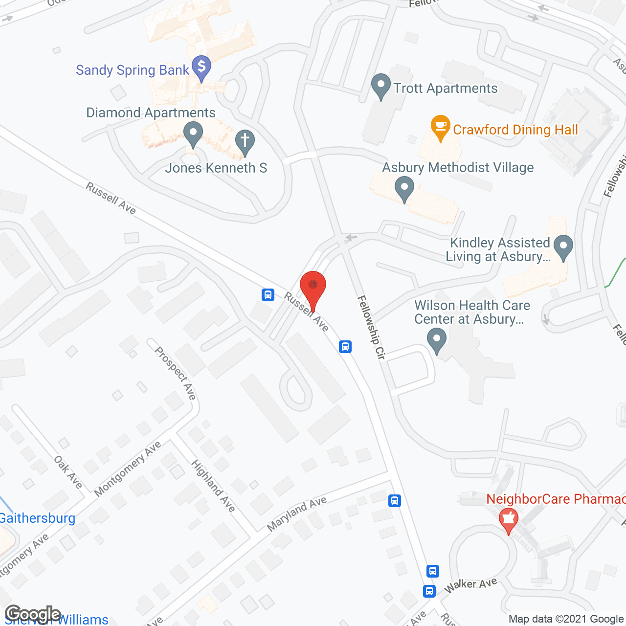Map of the neighborhood around Kindley Assisted Living