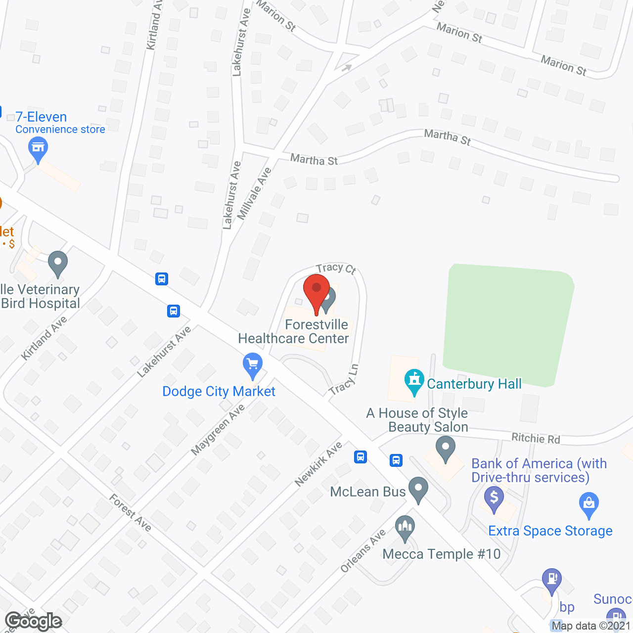 Map of the neighborhood around Forestville Health & Rehabilitation Center