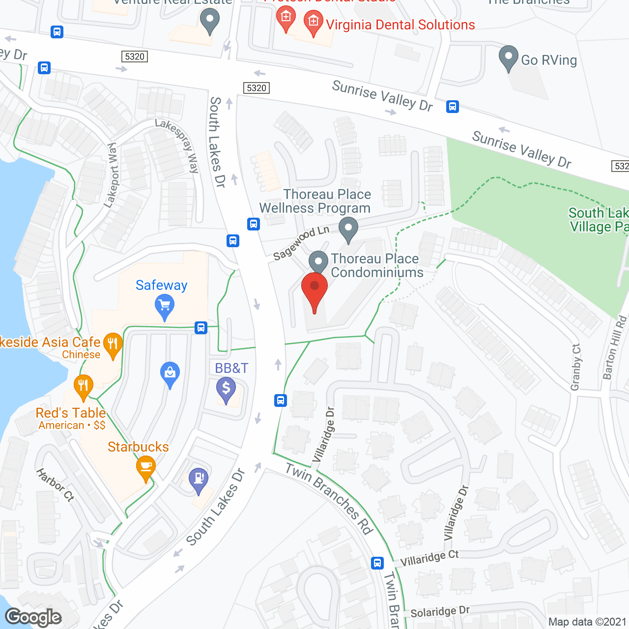 Map of the neighborhood around Thoreau Place Condominiums