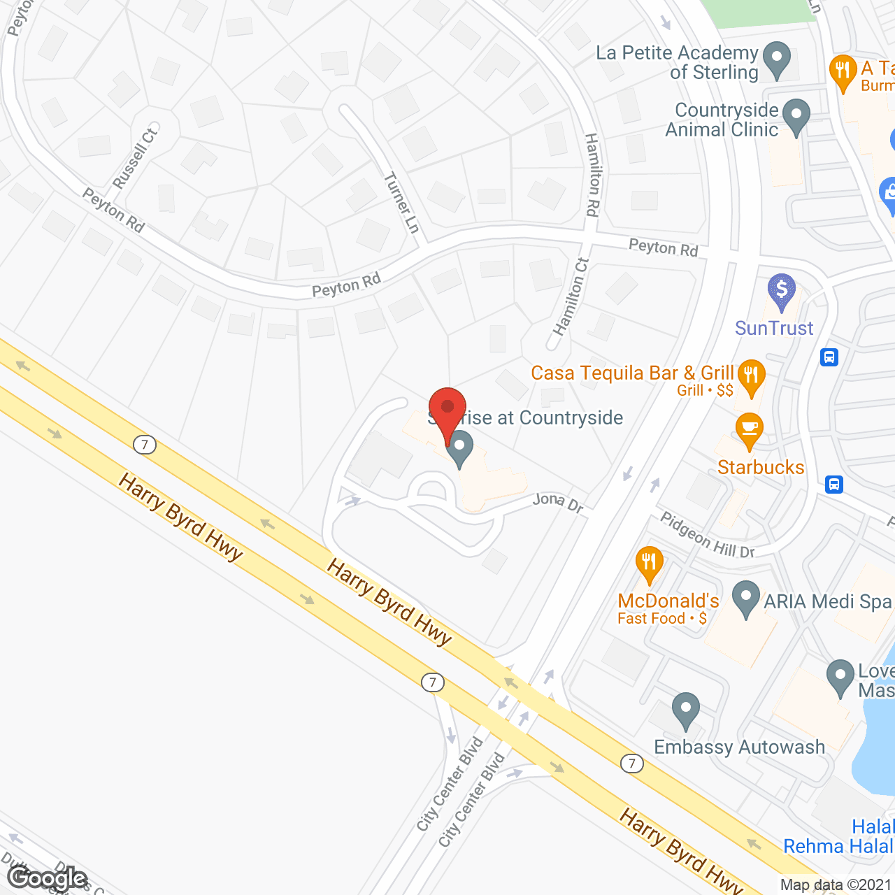 Map of the neighborhood around Sunrise at Countryside