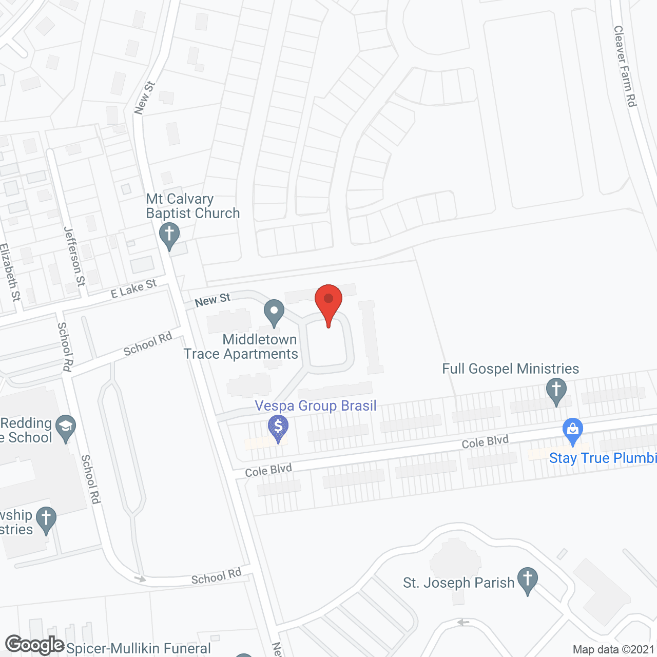 Map of the neighborhood around Middletown Trace Apartments
