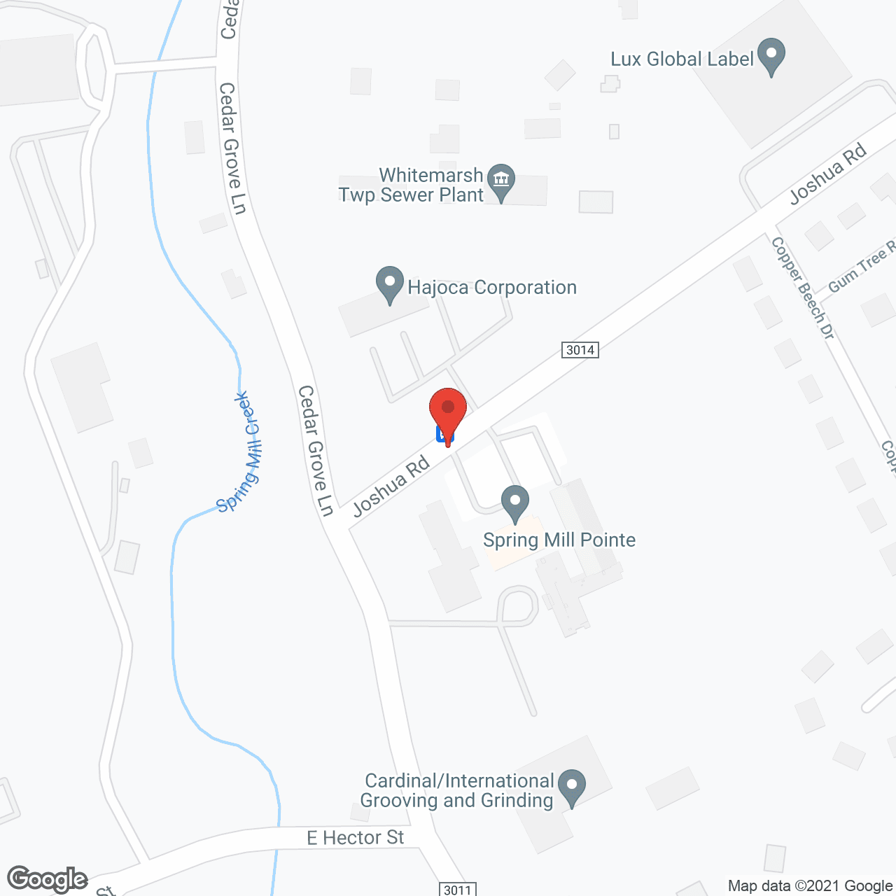 Map of the neighborhood around Spring Mill Pointe a HumanGood Community