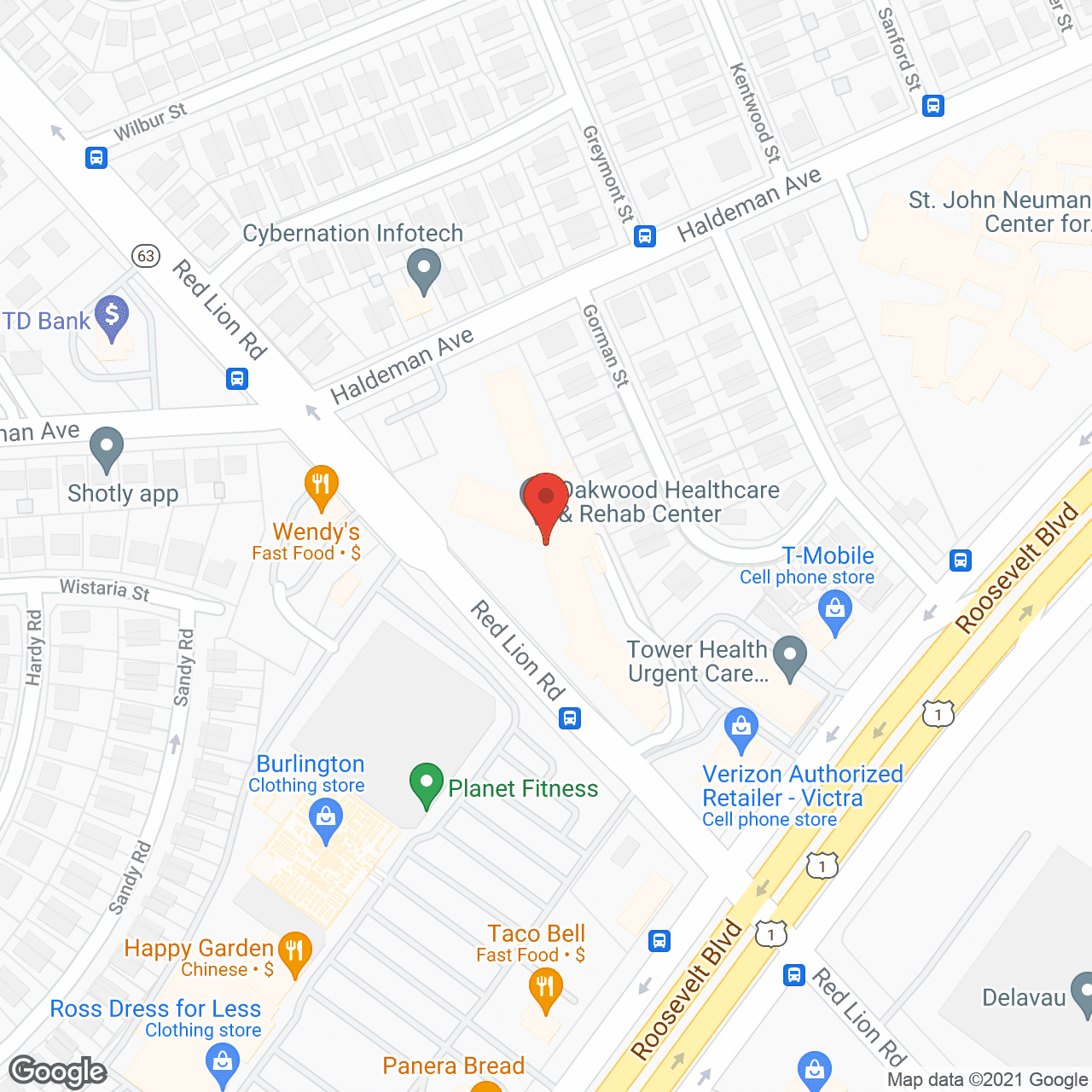 Map of the neighborhood around Oakwood Residence