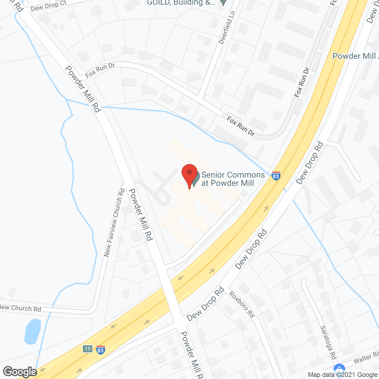 Map of the neighborhood around Senior Commons at Powder Mill