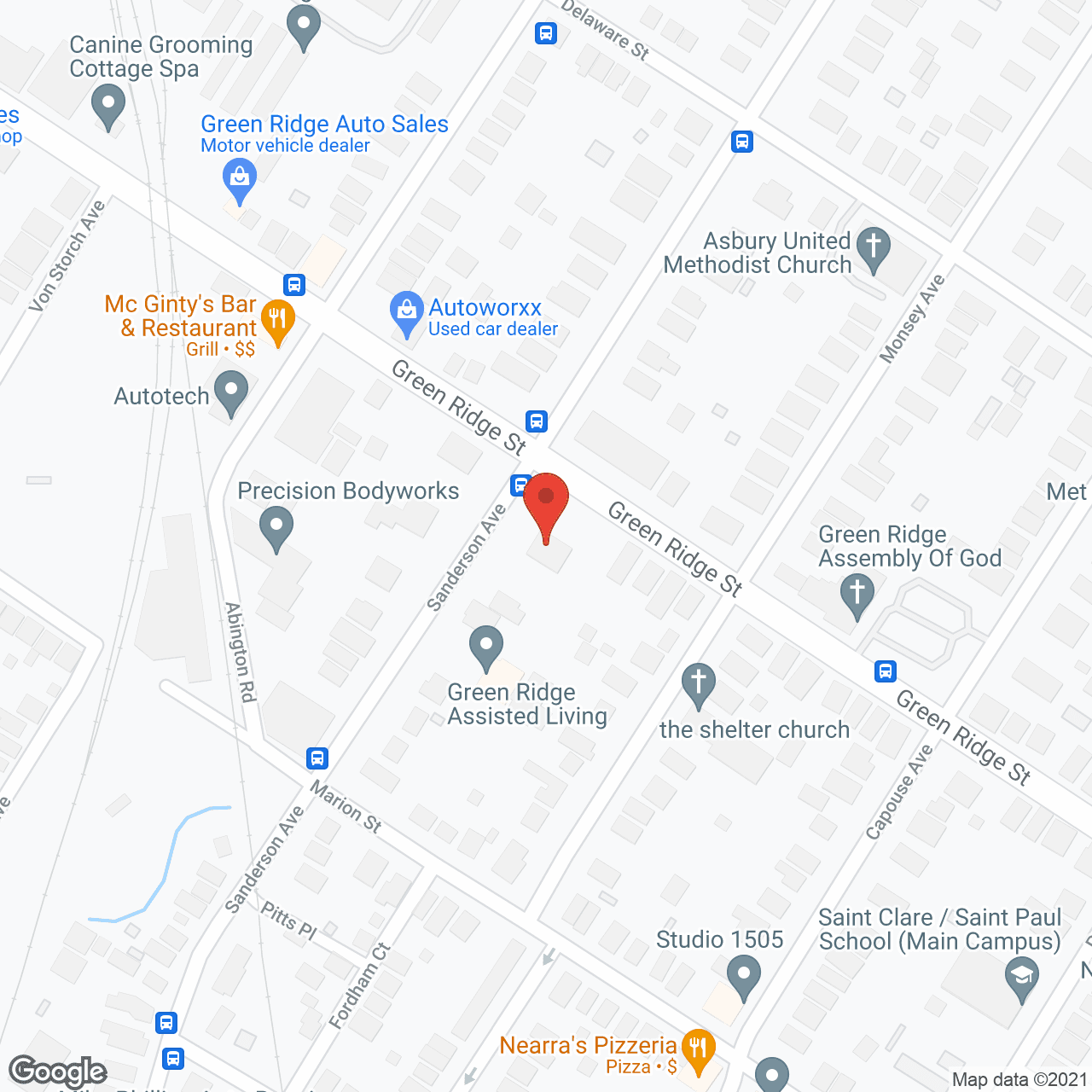 Map of the neighborhood around Regina Manor