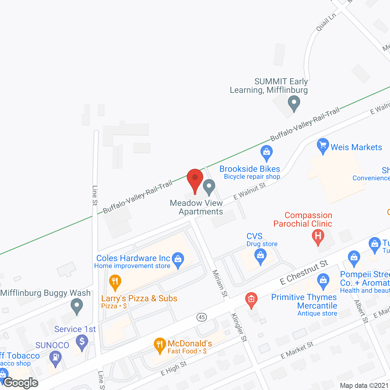Map of the neighborhood around Meadow View Apartments
