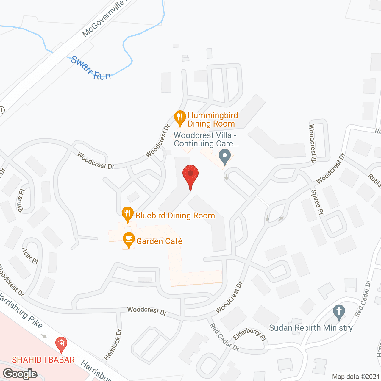 Map of the neighborhood around Woodcrest Villa