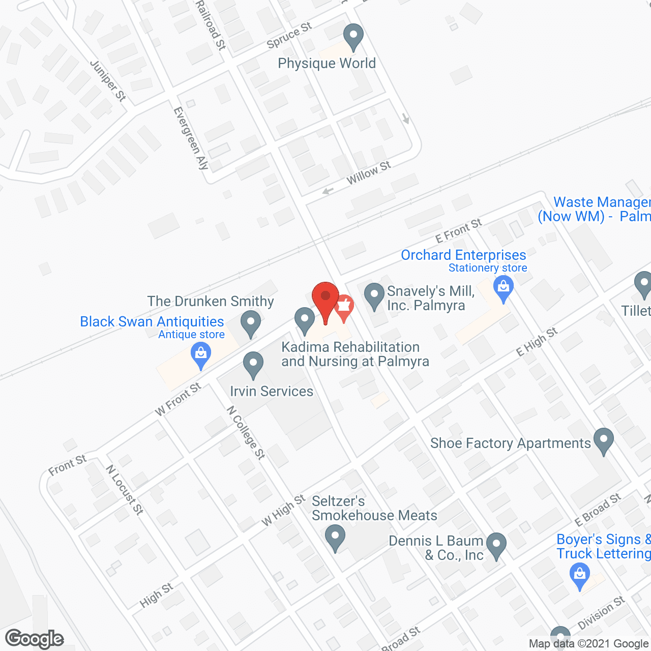 Map of the neighborhood around The Gardens at Palmyra - Nursing and Rehab