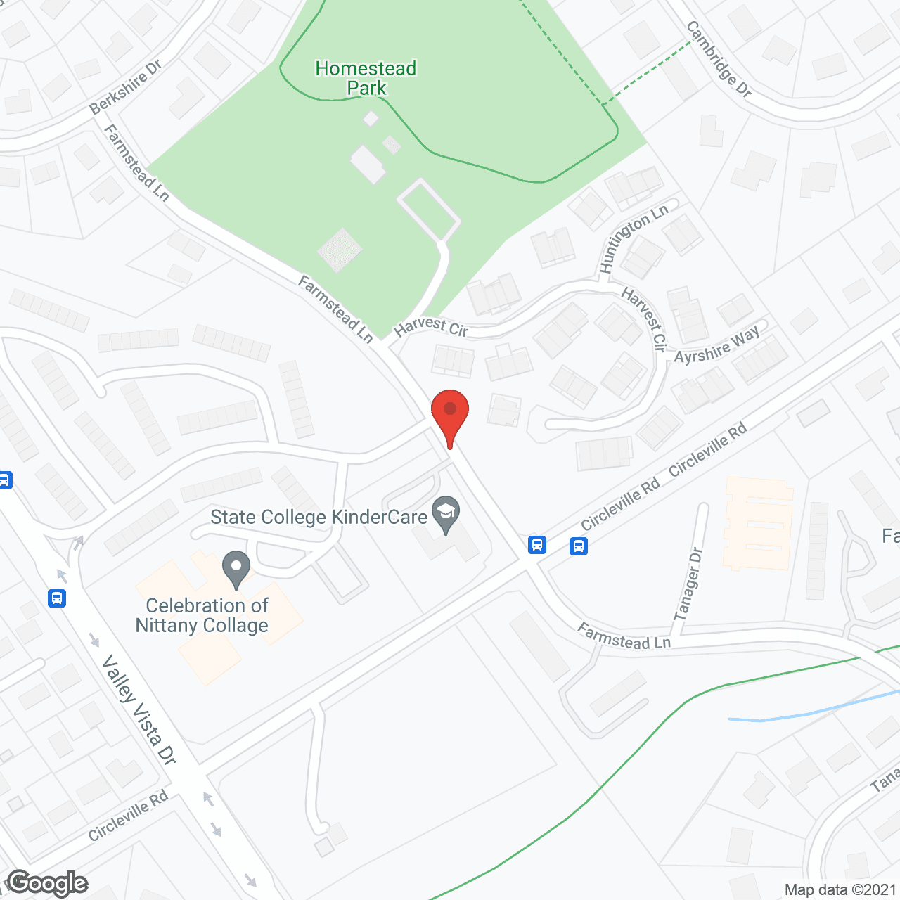 Map of the neighborhood around Celebration Villa of Nittany Valley