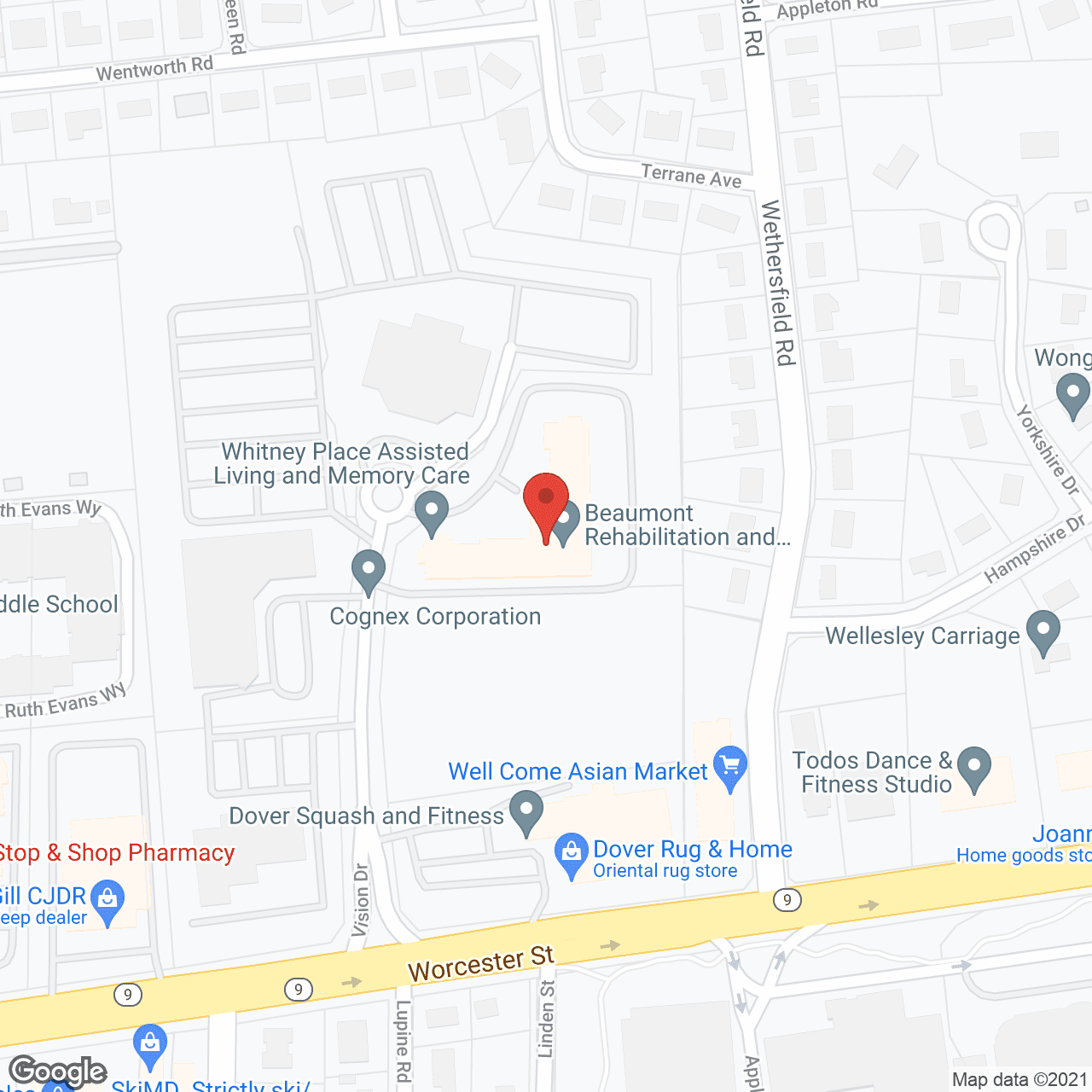 Map of the neighborhood around Whitney Place at Natick
