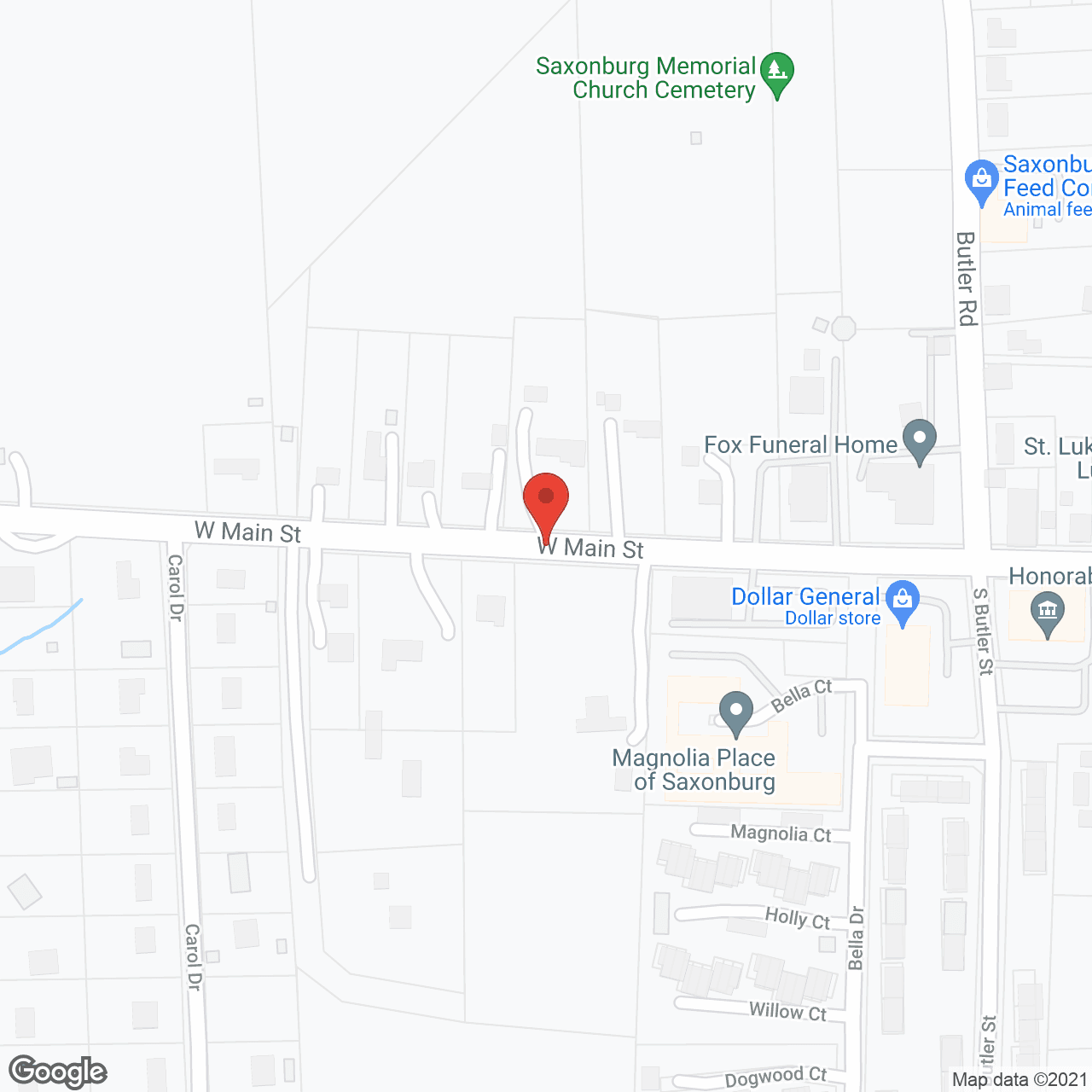 Map of the neighborhood around Presbyterian Senior Care