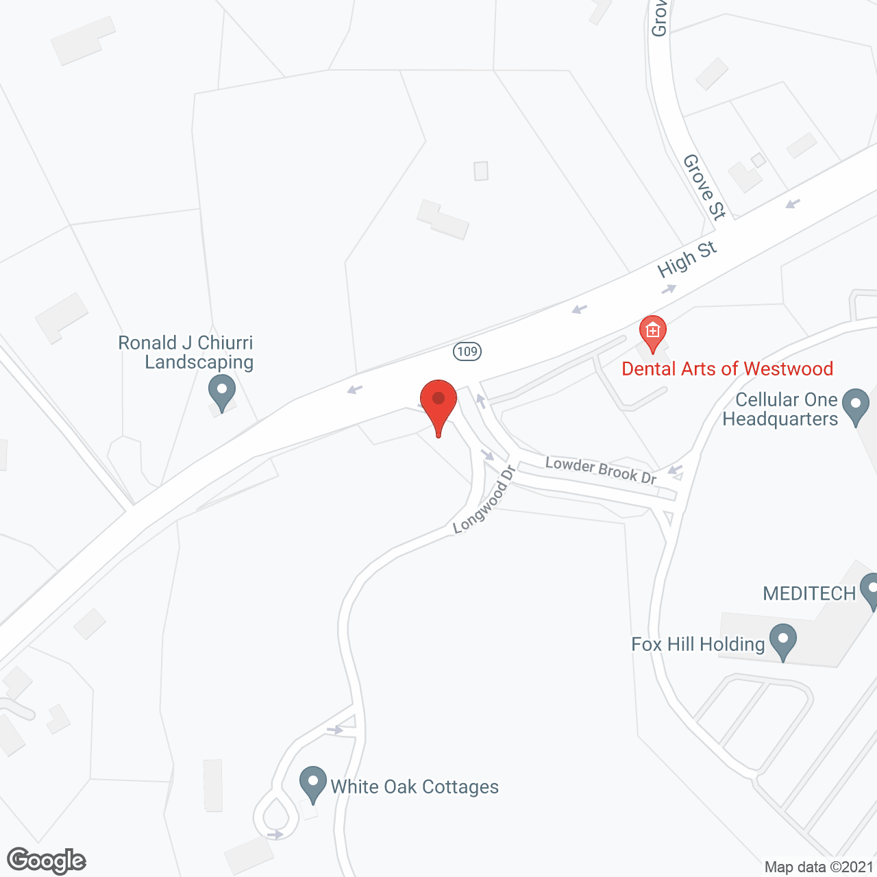 Map of the neighborhood around Clark House Nursing Center at Fox Hill Village