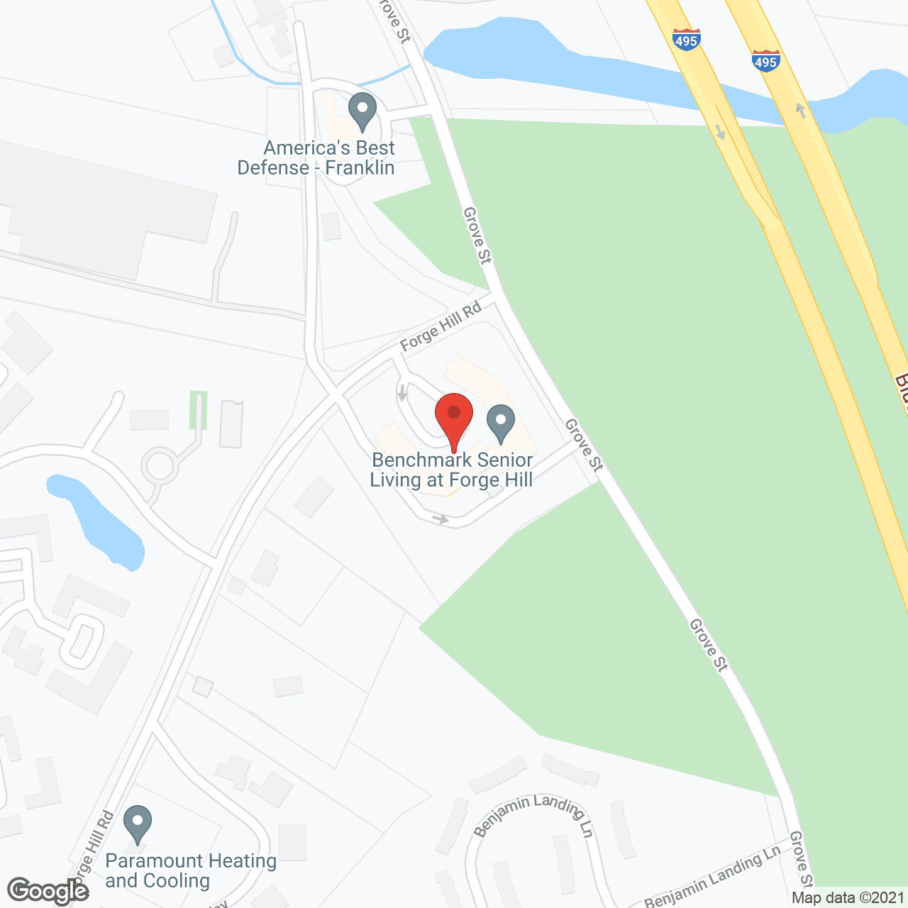 Map of the neighborhood around Benchmark Senior Living at Forge Hill