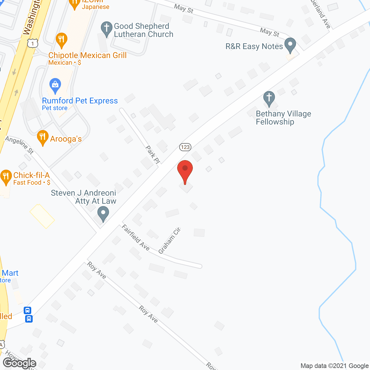 Map of the neighborhood around Victorian Mansion, Inc.