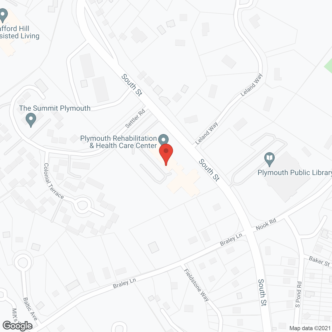Map of the neighborhood around Plymouth Rehabilitation and Skilled Nursing C