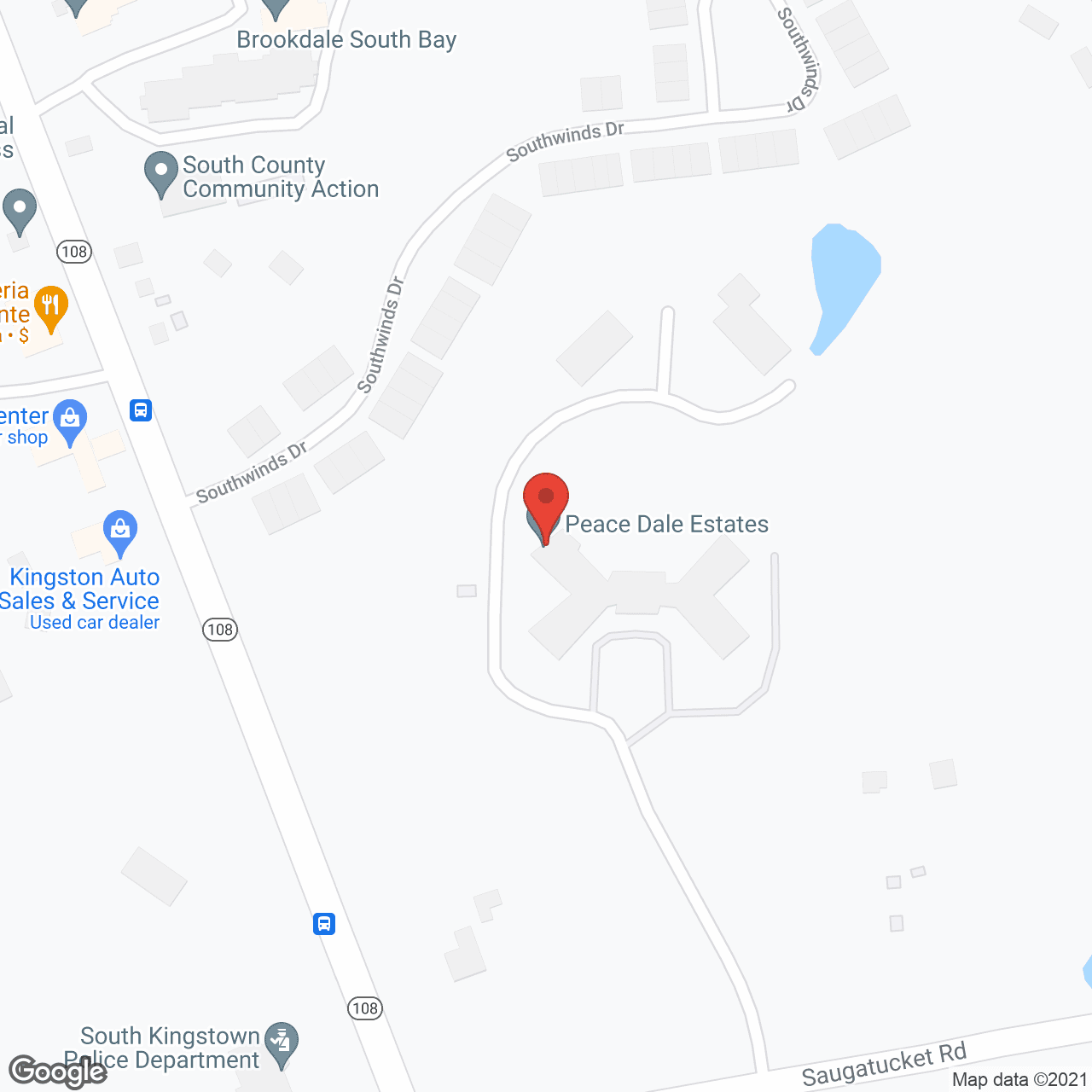 Map of the neighborhood around Peace Dale House
