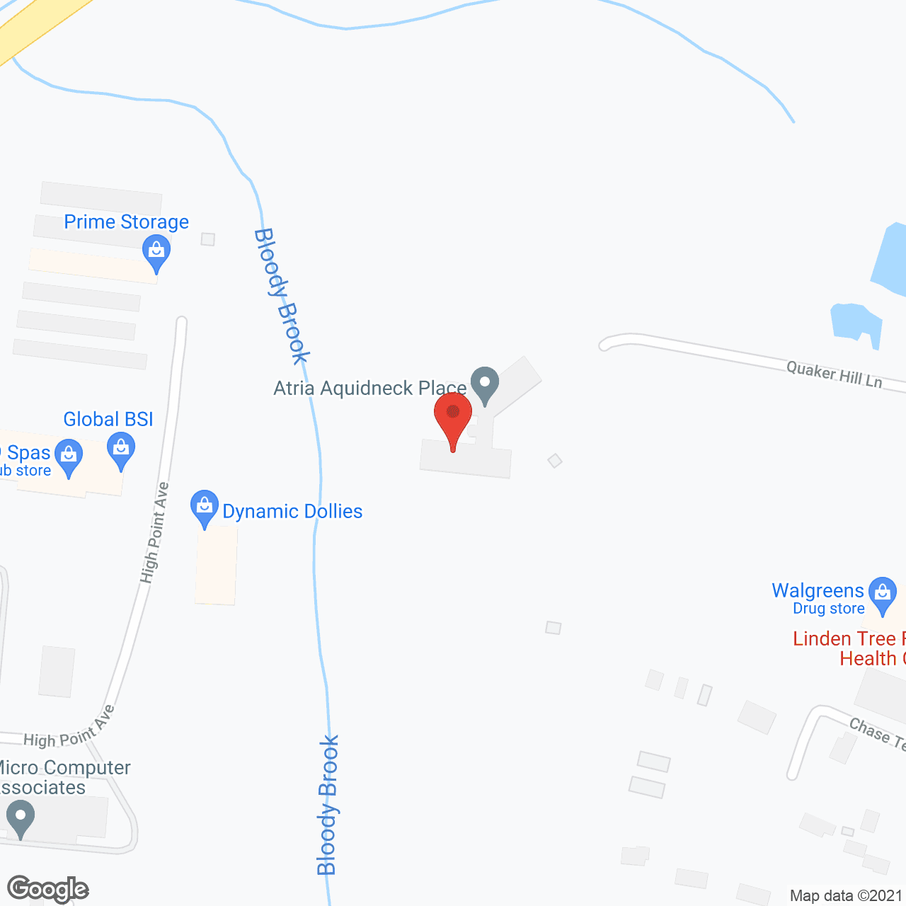 Map of the neighborhood around Atria Aquidneck Place