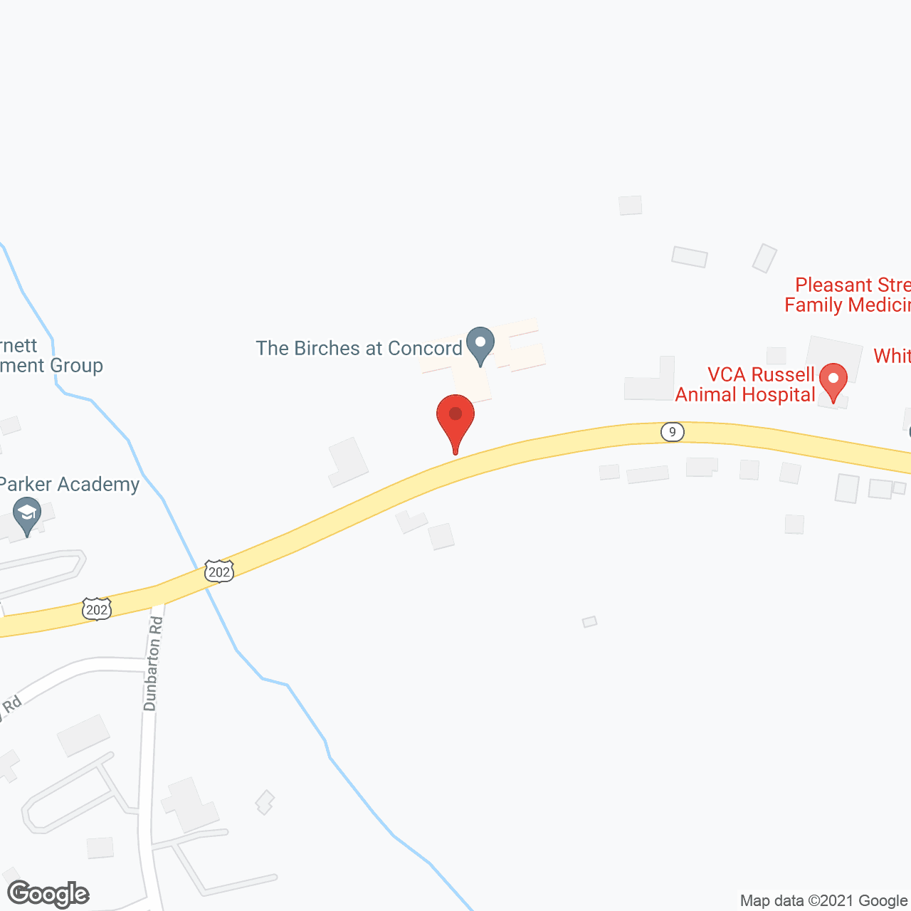 Map of the neighborhood around The Birches at Concord