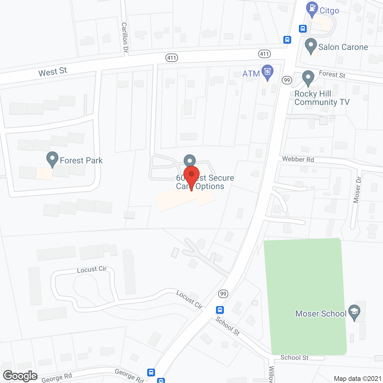 Map of the neighborhood around Rocky Hill Skilled Nursing and Rehabilitation Center