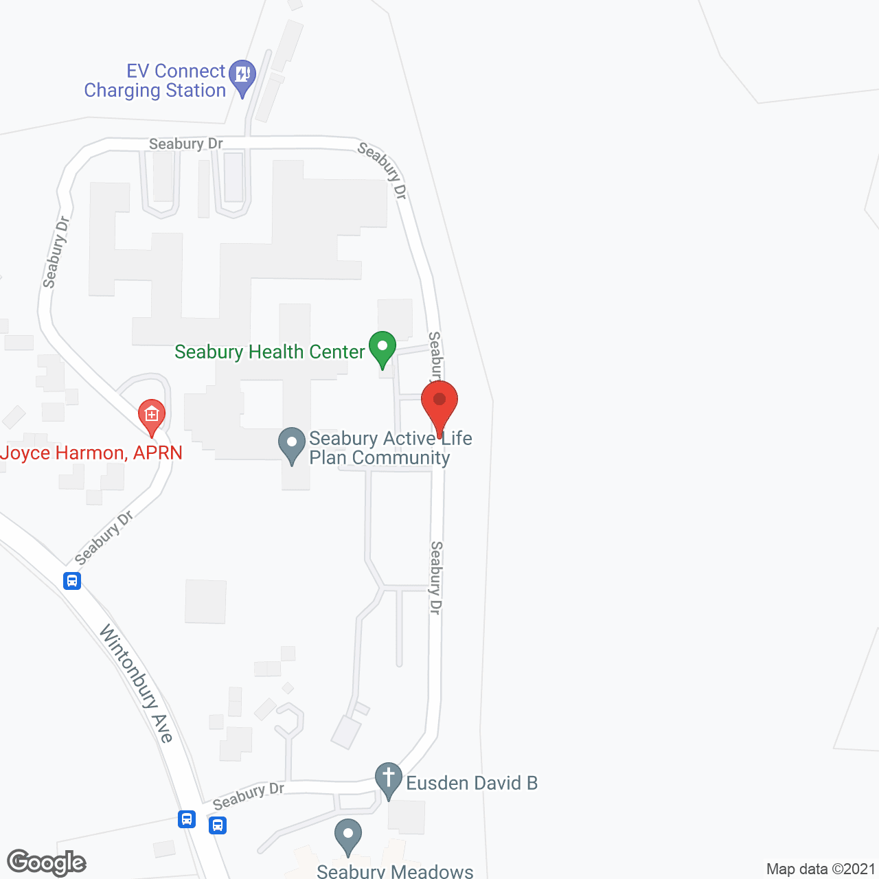 Map of the neighborhood around Seabury Retirement Community