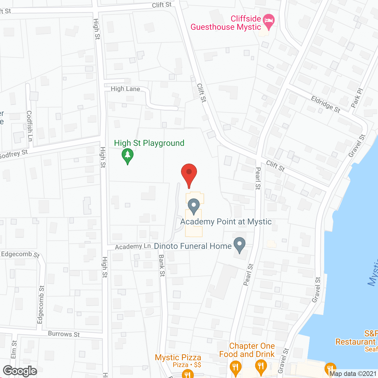 Map of the neighborhood around Academy Point at Mystic