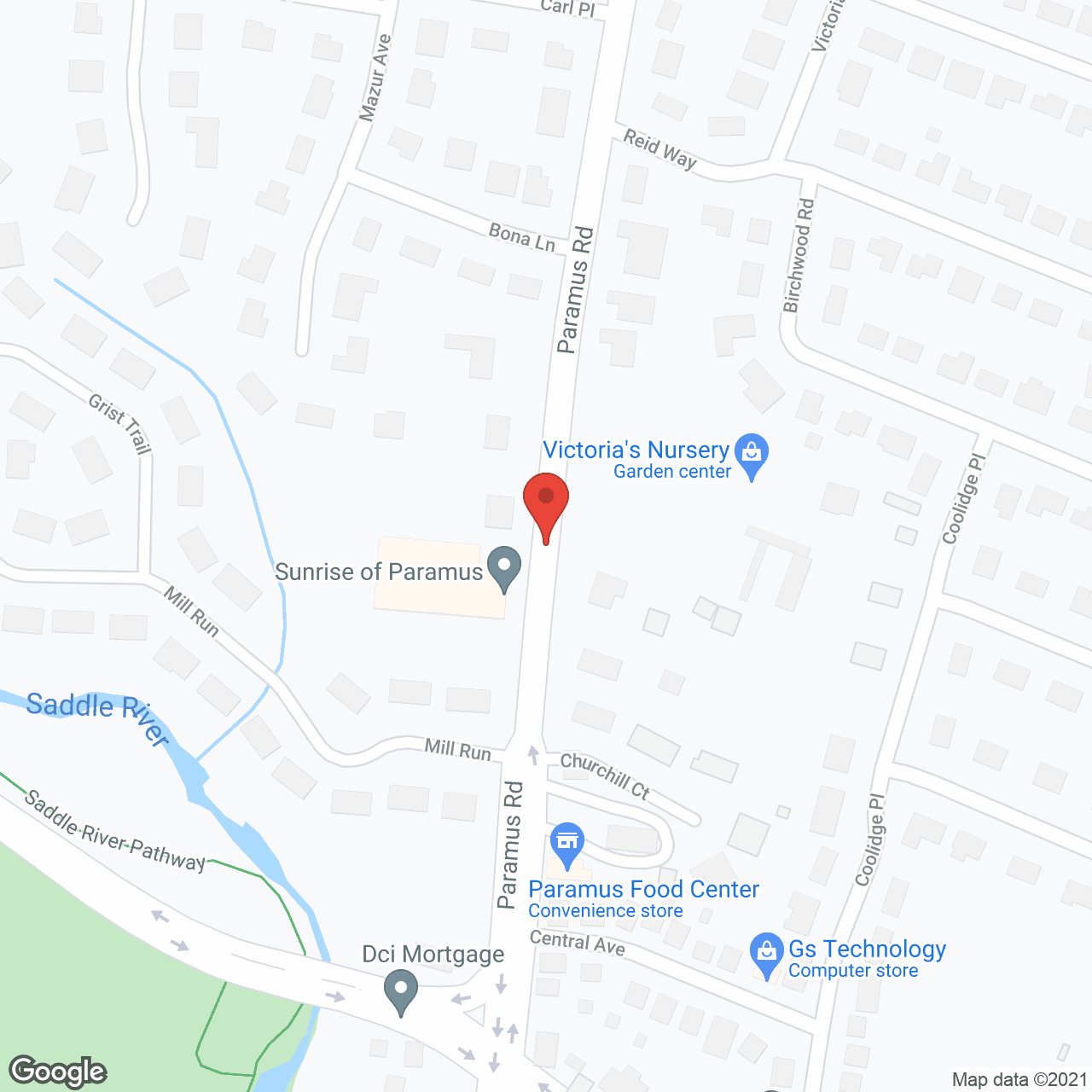 Map of the neighborhood around Sunrise of Paramus