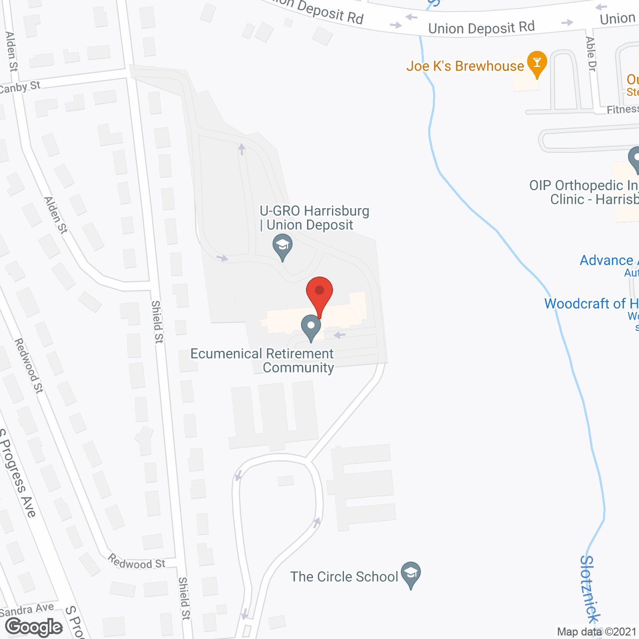 Map of the neighborhood around Ecumenical Retirement Community